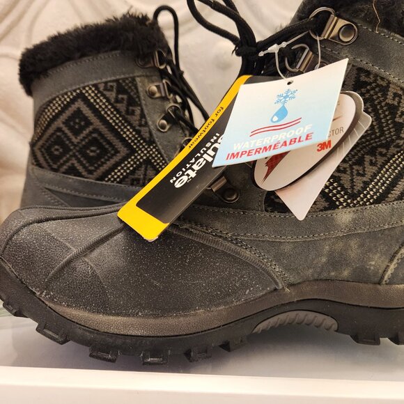 Propet "Blizzard" Mid Lace II Black/Aztec Knit Lace up boots. NIB. Size 7 - Picture 7 of 13